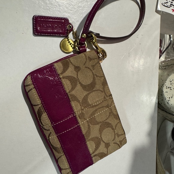 Coach Colorful Striped Pouch with Purple Label legacy wristlet - Picture 7 of 8